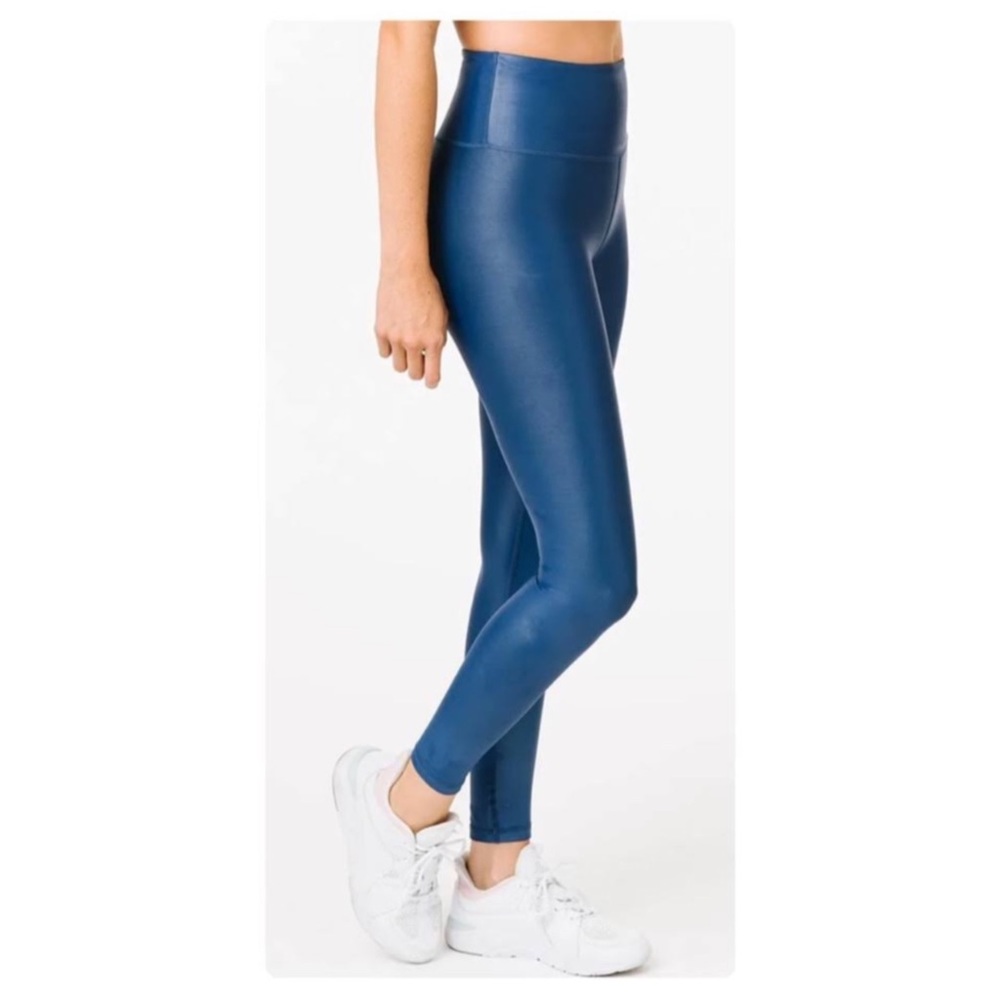 Zyia Active Metallic Light N Tight High Rise Crop Blue Leggings Sz 6-8
